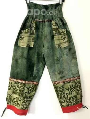 Pantalón Hindú Con Bolsillo Talla L/xl Verde y Otr