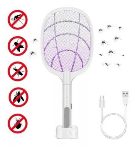 Matamoscas Eléctrico Recargable Usb, Uso Manual Y