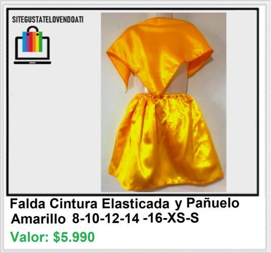 Falda Cintura Elasticada y Pañuelo Amarillo