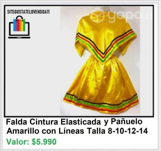 Falda Cintura Elasticada y Pañuelo Amarillo con Lí