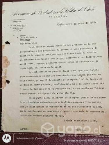 Antiguo documento salitrero