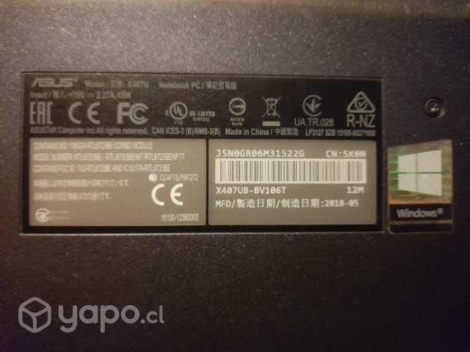 Notebook assus con disco duro extra 12 G