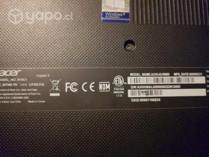 Notebook assus con disco duro extra 12 G