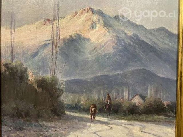 Antiguo gran cuadro pintura Chilena Florencio Vial