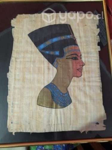 Cuadro decorativo egipcio hoja de papiro original