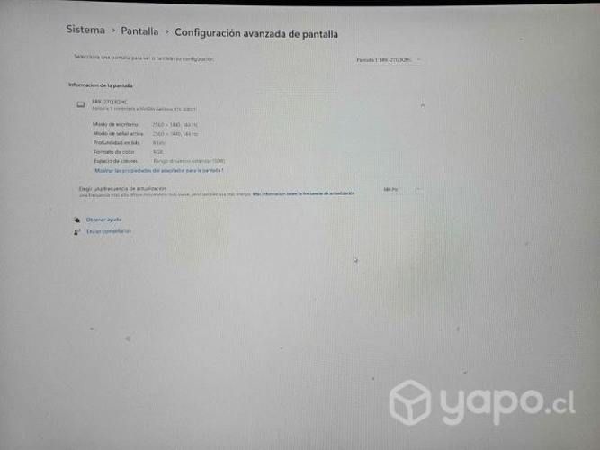 Pantalla gamer curva 144 hz 2k