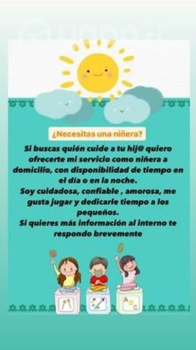 Ofrezco mis servicios como niñera