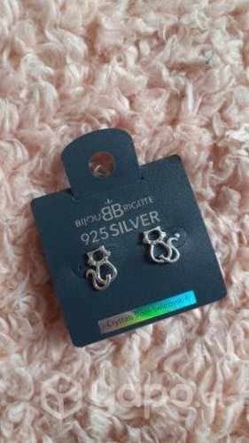 Aros de gatito plata 925 con cristales Swarovski