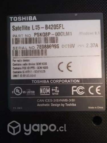 Notebook Toshiba core I3