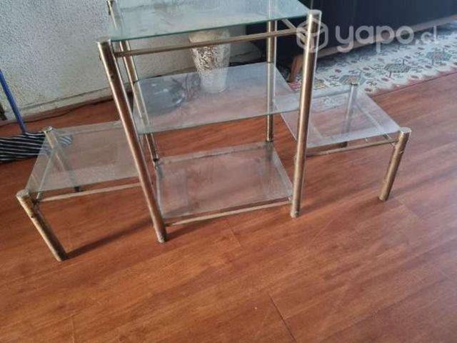 Rack 3 cuerpos vidrio, solo pulir patas acero