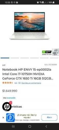 Hp envy 15' Core I7, touch, tarjeta Nvidia, nuevo!