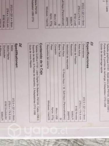 Tableta digitalizadora huion h1161