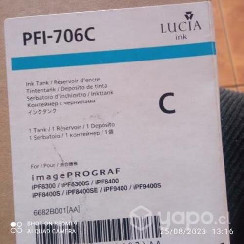 Tinta canon pfi 706c cyan original de 700ml