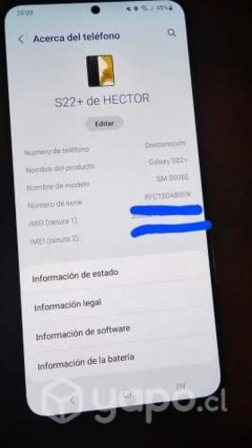 Samgung s22 plus (caja, cable original)
