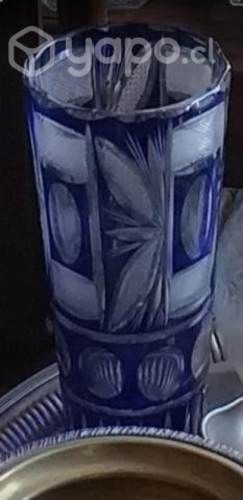 Jarrón cristal azul