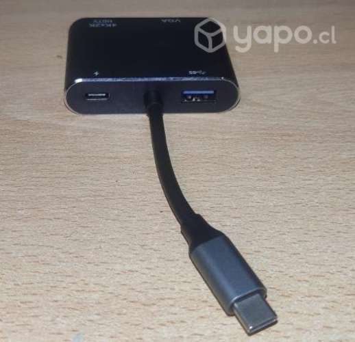 Adaptador 4 en 1 a 4K, HDMI, VGA, Puerto C, USB 3,