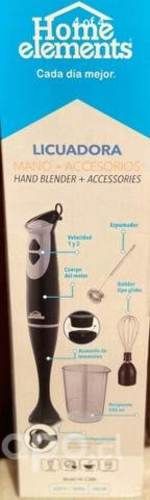 Licuadora mano + accesorios marca home elements