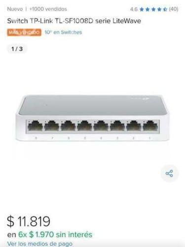 Switch Ethernet 8 puertos excelente funcionalidad