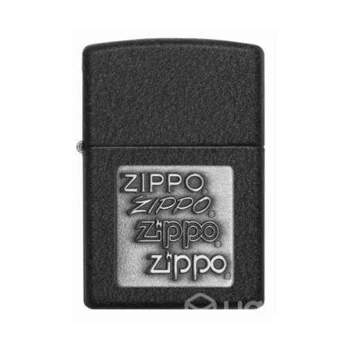 Zippo Black Crackle Silver Logo Negro ZP363