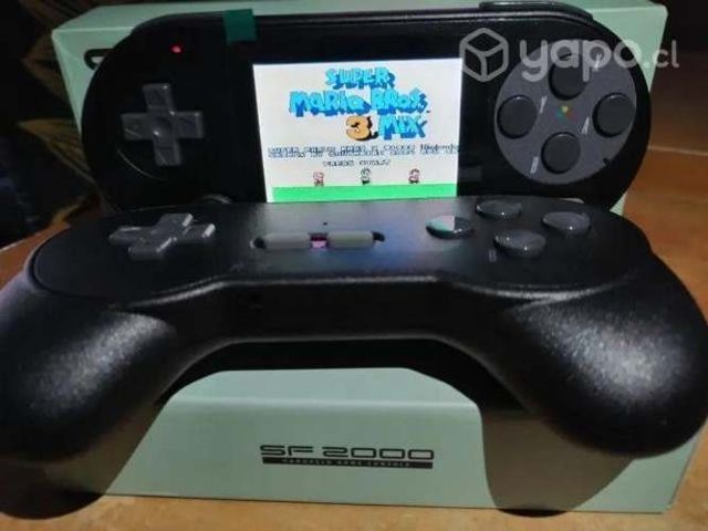 Super Nintendo negro portátil con un joystick