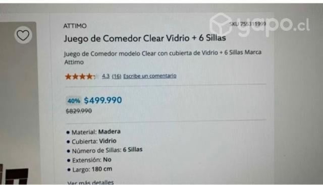 Comedor de vidrio Attimo