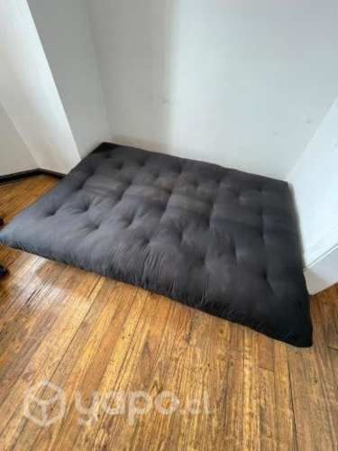 Futón / Sofá cama negro madera sólida Pino Radiat