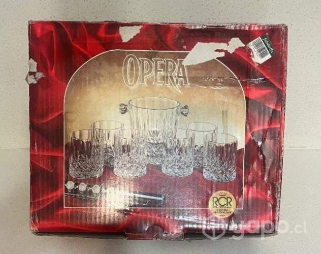 Juego Hielera + 6 vasos Whisky de cristal RCR