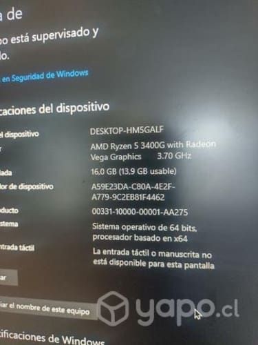 Pc gamer ryzen 5 3400g