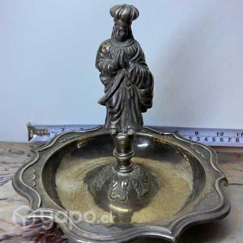 Antiguo limosnero Plata de Misa Virgen del Carmen