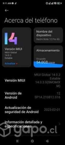 Celular Xiami redmi note 12 pro 5g 256g doble chip