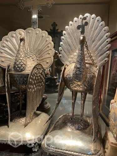 Antiguo Mate y Sahumador de Plata sólida Pavitas