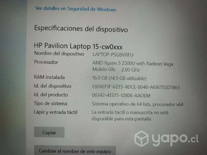 Notebook HP i5 16 GB de RAM