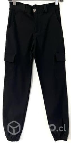 Pantalón Cargo Elástico Talla 12/14 Años Negro