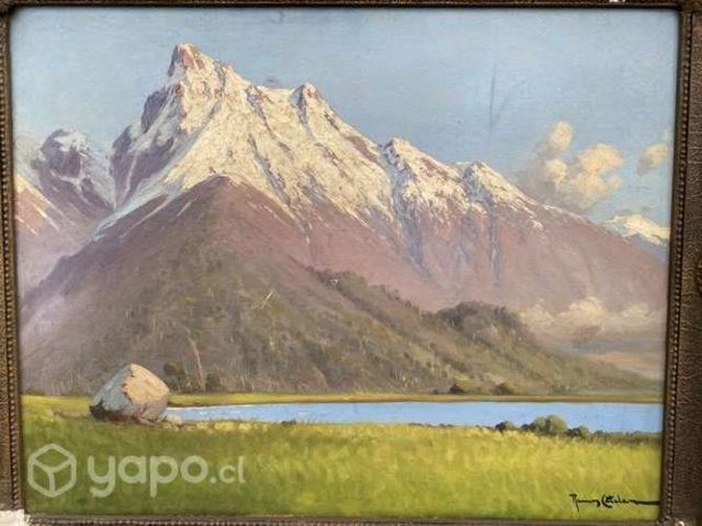 Antiguo gran cuadro Pintura Chilena Ramos Catalan