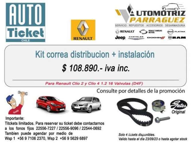 Kit correa distribucion Clio 2, Clio 4 (1.2 16v.)