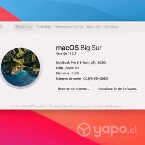 MacBook Pro año 2020 . 13 pulgadas m1 . Touch Bar