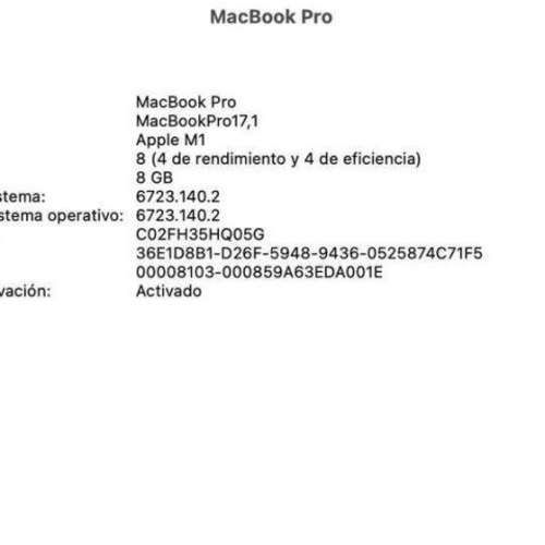 MacBook Pro año 2020 . 13 pulgadas m1 . Touch Bar