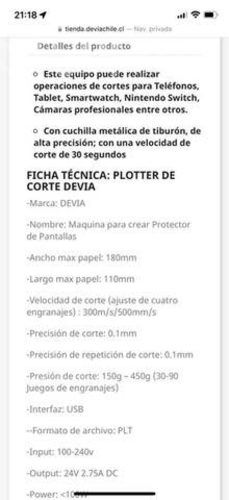 Plotter para láminas de celular marca Devia