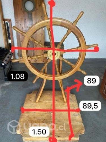 Timón de verdad en madera con base de pino Oregón