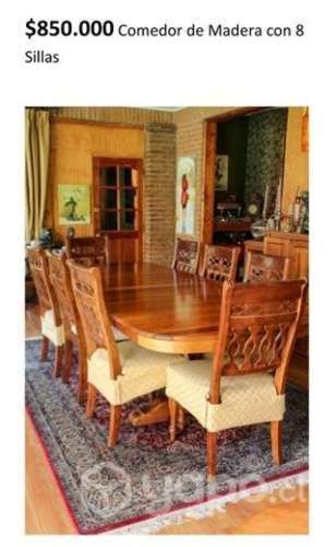 Mesa de madera extendible con 8 sillas