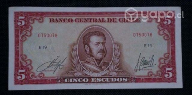 Billete Chile 5 Escudos 1962-1975