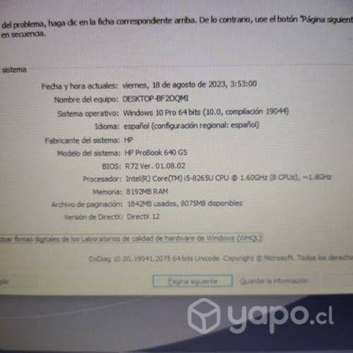 NOTEBOOK HP ICORE5 8va GENERACION