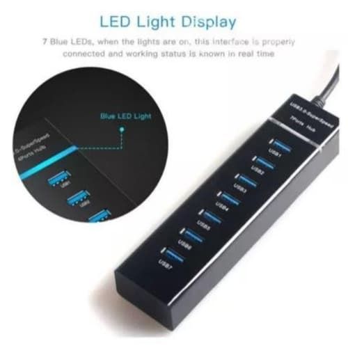 Adaptador Hub Usb Tipo C 3.0 7 Puertos 5 Gbps Luz