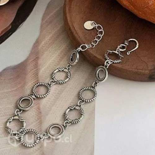 Pulsera circular plata de ley 925 diseño retro