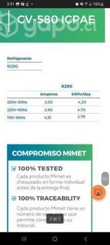 Congeladora cv-580 icpae mimet