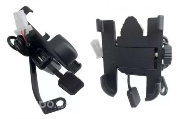 Soporte metalico celular moto con cargador