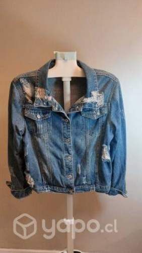 Chaqueta de Mezclilla denim rasgada