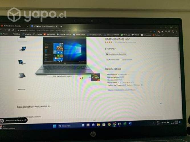 Notebook HP Pavilion 15-cw1007la AMD Ryzen 7