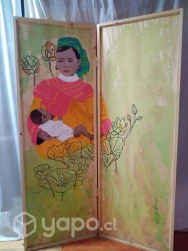 Biombo rústico de madera