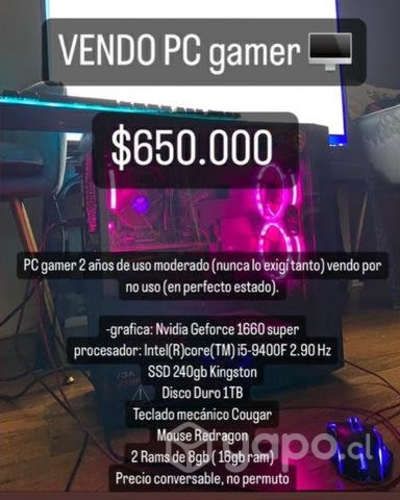 PC gamer perfecto estado (precio conversable)